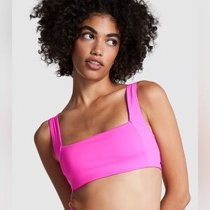 PINK Victoria's Secret Square Neck Keyhole Back Sports Bra | Hot Pink | Size S